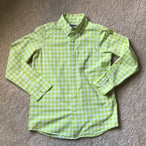 Boys Lands End plaid long sleeve button down shirt